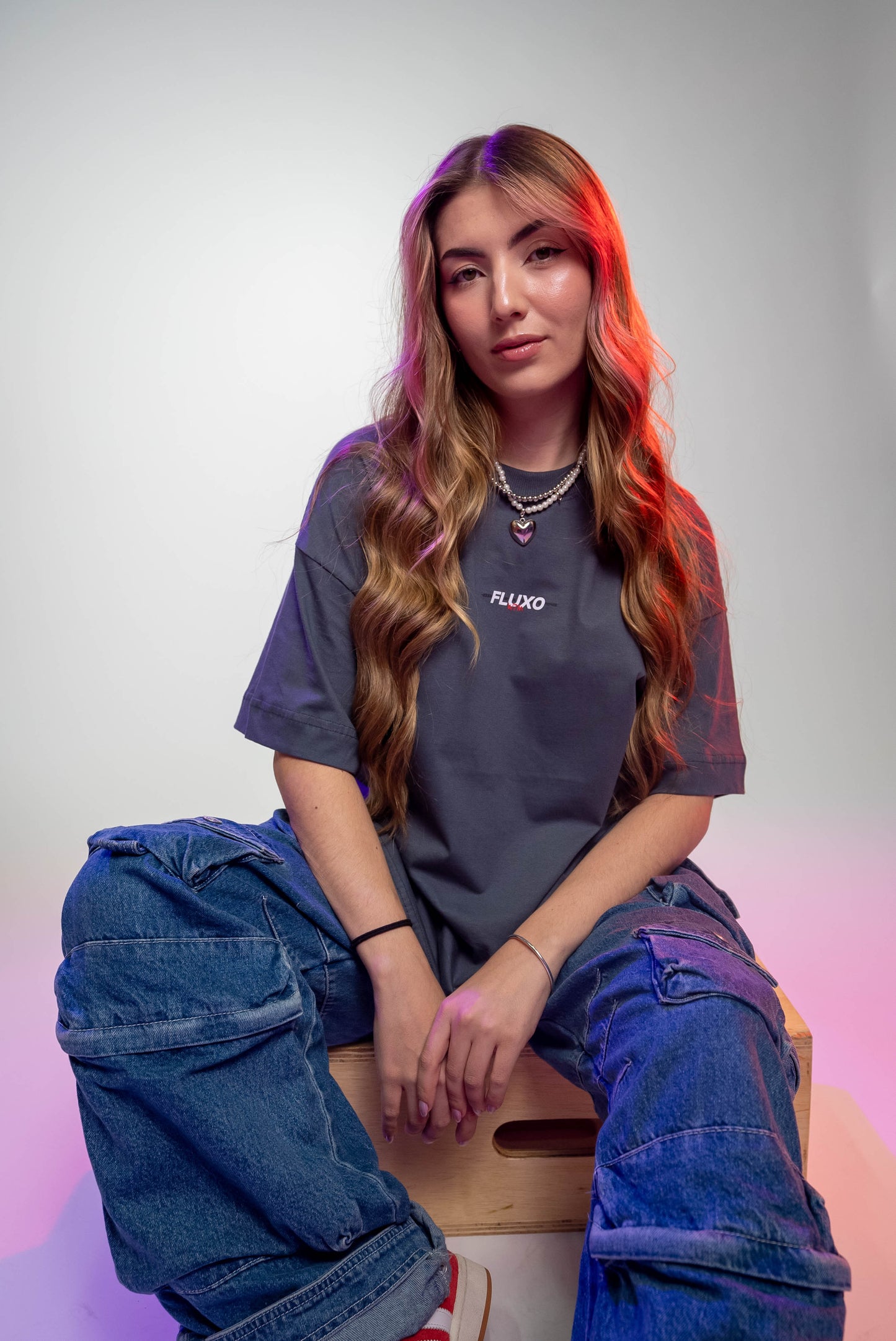 Camiseta Oversized - FUSÃO - Chumbo